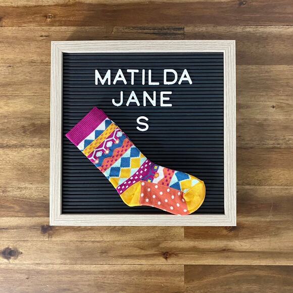 NWT Matilda Jane Moments With You Wait For Me Knit Fall Purple Blue Socks S - Picture 1 of 4